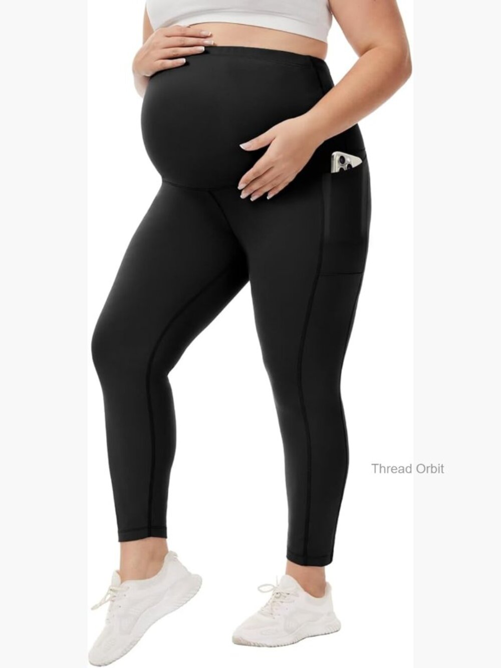 Plus Size Maternity Leggings with Pockets, Over-The-Belly Yoga Pants